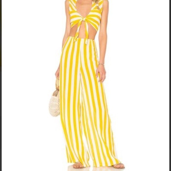 Beach Riot Charlotte Dress & Celeste Pant Yellow Stripe size Small Medium - Picture 6 of 16